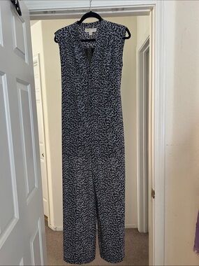 Michael Kors Black & White Animal Print Printed Sleeveless Jumpsuit EUC
